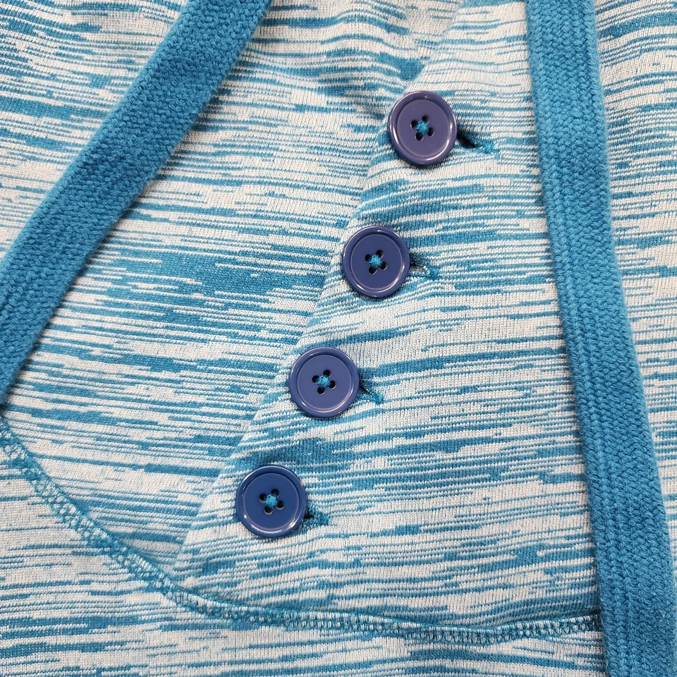 Cabela's Hoodie Womens S Blue Space Dye Button Neck Pullover Sweatshirt Pockets - Image 2 of 4