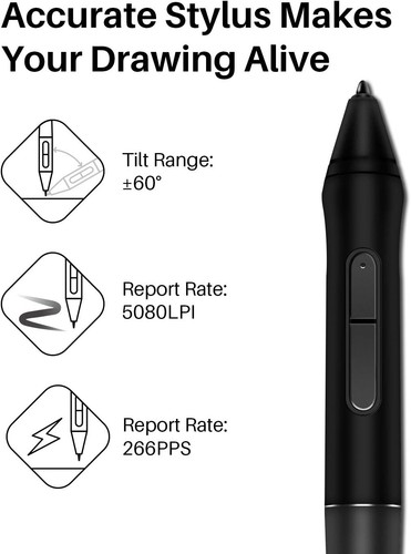 HUION Wireless Drawing Tablet Dial Q620M Dial Controller Tilt Battery-Free Stylu - Picture 2 of 9