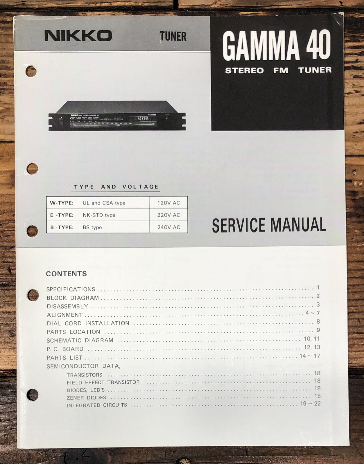 Nikko Gamma 40 Tuner Service Manual *Original*