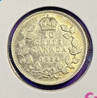 1936 Canada 10 Cent - Silver Ten Cent Coin - VF 30 - George V