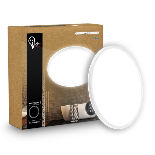 Led Deckenlampe Panel Bad Deckenleuchte Flach Indirektes Licht IP44 29Cm Weiß-image