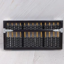 Vintage Chinese Abacus 13 Rods 91 Beads Wood Black Mathematics Math Small