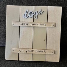 M Dogs Leave Pawprints Decorative Wood Plaque Rustic Wall Mounted Art
