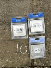Deta 2 Gang TV Sat Outlet Satin Chrome White Insert 13A