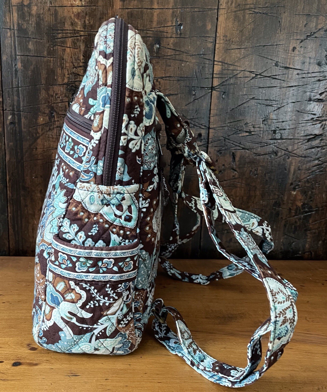 Retired Vera Bradley Quilted Backpack Java Blue P… - image 8