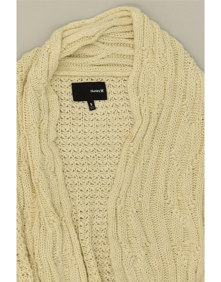 HURLEY Womens Oversized Cardigan Sweater UK 10 Small Off White Acrylic BB07 - Imagem 4 de 4