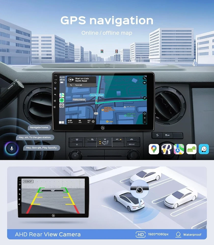 10" Car Radio for Ford F150 F250 F350 | Wireless CarPlay Android Auto GPS - Image 3 of 4