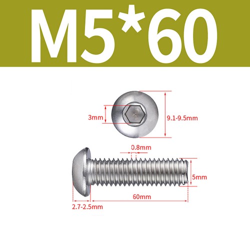 Socket Button Screws Dome Head Hex Allen Bolts A2 Stainless Steel M1 M2 M3 - M16 - Picture 133 of 217