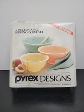 PYREX Designs 3 Pc 430-275 Southwest Pastel Mixing Serving Bowl Set 1987 Corning