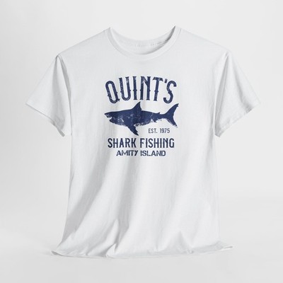 Jaws Quint Amity Shark Fishing Retro Vintage T-Shirt Movie Fan Art