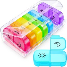 AUVON XL Weekly Pill Organizer 2 Times a Day with Large Opening for A-clear