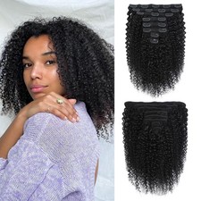 Kinky Curly Clip in Hair Extensions 3C 4A Kinky Curly Clip ins for 8pcs 120g/...