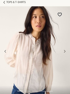 Monsoon Sara lace trim blouse ivory   Size 14 bohemian, new with tags