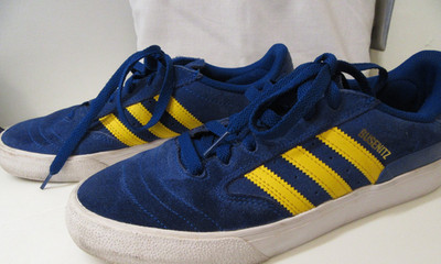 Adidas Busenitz Skateboard 3 yellow strip royal Blue Suede shoes sz 8 mens