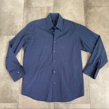 Men's BOSS Hugo Boss blue striped button down dress shirt Size 16 neck