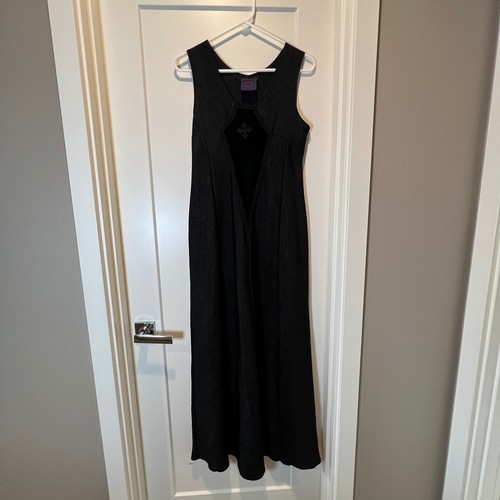 Vintage Cykxtees Gothic Black Dress Velvet Pleats Shimmery Long Size M/L - 第 12/12 張圖片