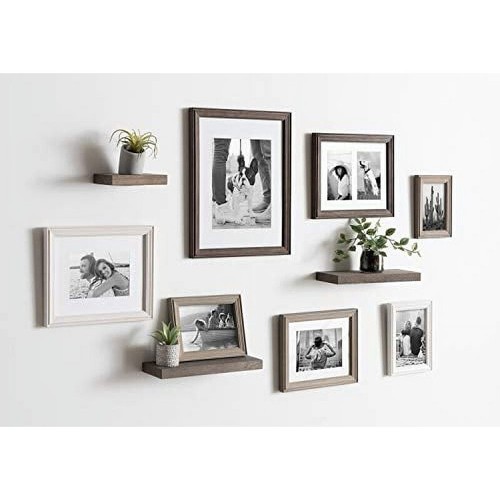 Gallery Wall Frame & Shelf Kit 10 Piece Rustic Photo Frames & Decor Display New - Picture 3 of 9