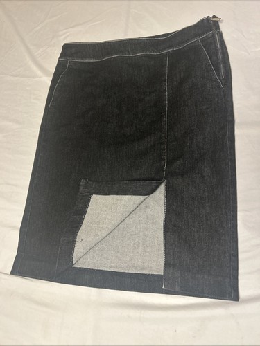 RALPH LAUREN Biker Jean Denim Pencil Skirt Size 10 Stretchy Material Black - Picture 8 of 13