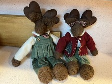 2 Plush Christmas Moose Overalls And Sweater 19  