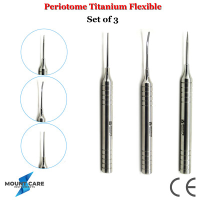 Periodontal Extraction Elevators Dental Flexible Periotomes Titanium Set Of 3 CE