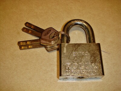 ROLUX TOP SECURITY ROLUX  EXTRA Padlock  Hardened 4 Keys Rare