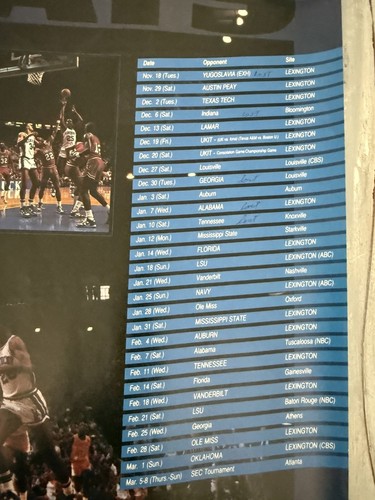 University Of Kentucky Men's Basketball Poster Schedule 1986-1987 Rupp - Picture 4 of 8
