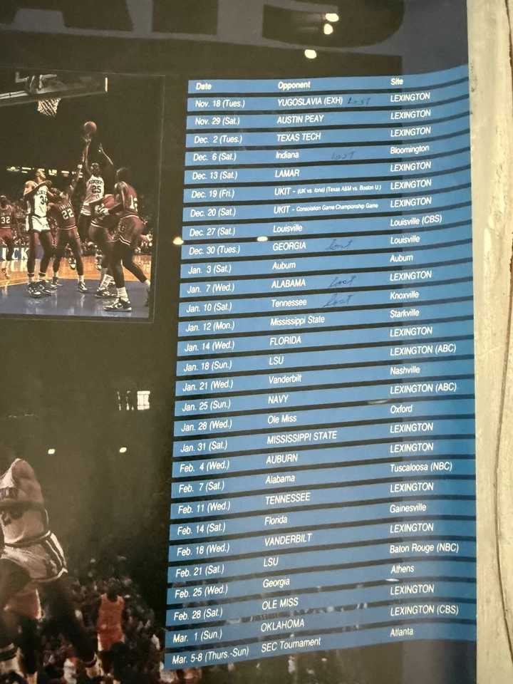 University Of Kentucky Men's Basketball Poster Schedule 1986-1987 Rupp - Image 4 of 4