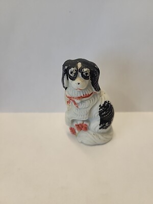 VINTAGE Japanese Chin DOG Figurine W Red Collar Japan