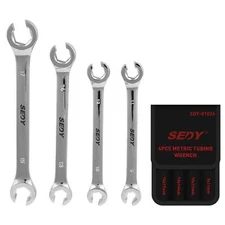 NNEDSZ SEDY 4Pc Flare Nut Wrench Set Offset End Spanner Metric CR-V Steel Storag
