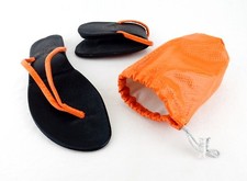 Ladies' Folding Flip-Flops w/Pouch, ORANGE S/M/L/XL Spa, Beach, Pool, Shower