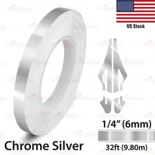 1/4" Vinyl Pinstriping Pin Stripe Styling Tape Decal Sticker 6mm CHROME SILVER