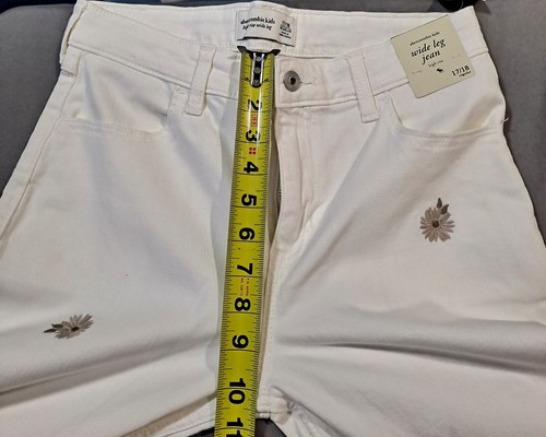 Abercrombie Kids Girls Wide Leg High Rise White Floral Jeans 17/18 Regular NWT - Picture 12 of 12
