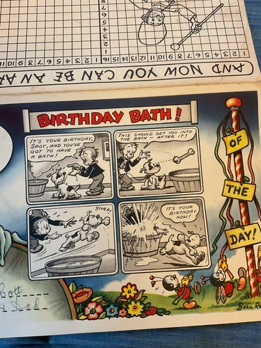 unusual birthday card , activity poster , rare vintage , W BARTON - Picture 3 of 5