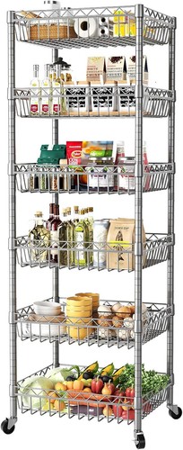 Shelving Corner Wire Storage Rack Tier with Adjus SINGAYE Baskets 6 Unit Shelves - Picture 4 of 12