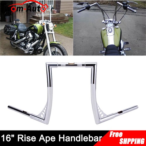 Rise Ape Hanger, 14in Rise Ape Hanger Lenker Edelstahl Universal für FLST FXST XL Vintage Motorrad