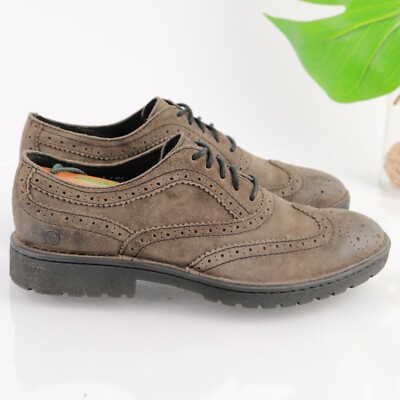 Born Men’s Luke‎ Wingtip Oxford Shoes Size 9 Distressed Suede Leather Taupe Born Brown Suede Wingtip Oxfords Men main image 3