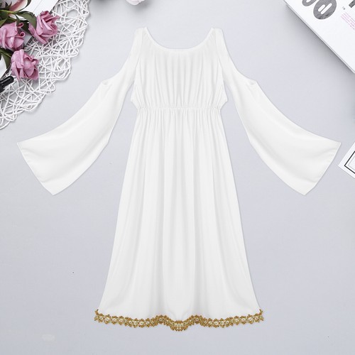 Kids Girl's Greek Roman Fairy Princess Dress Bell Sleeve Grecian Athena Dress - Picture 12 of 22