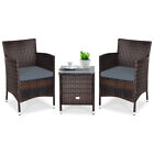 Outdoor 3 Pcs Pe Rattan Wicker Furniture Sets Chairs Coffee Table Garden Gray