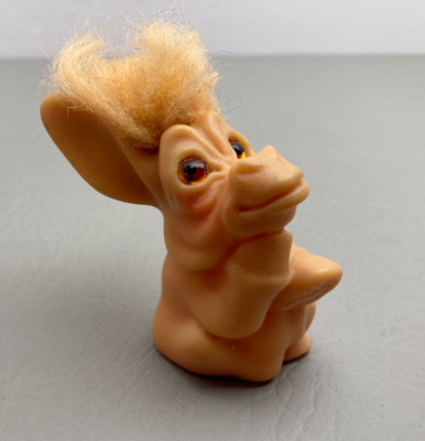 Vintage 1964 Dam Things Donkey Troll Sitting Orange Mane Amber