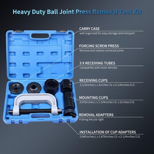 10Pcs Auto Repair Service Removal Ball Joint Press Tool Kit & Master Adapter Set - Picture 3 of 8