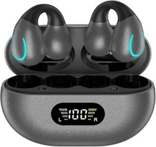 Clip-on Wireless Earbuds Bluetooth 5.3 with LED Display, IPX7 Waterproof