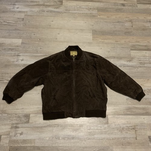 Vintage Boston Harbour Brown Suede Leather Members Racer Jacket Men’s Size XXL