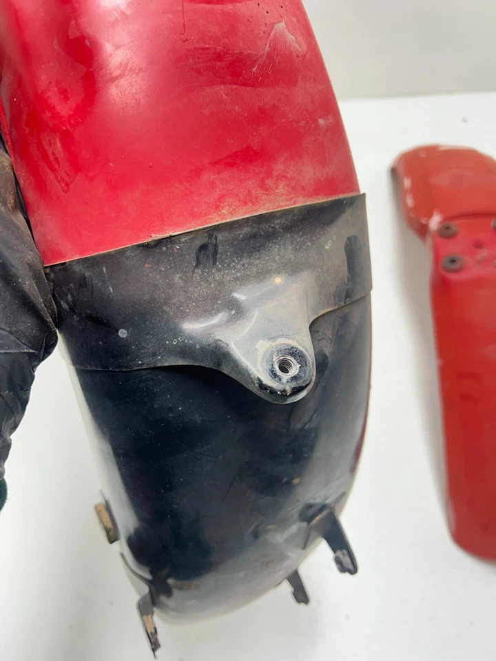 1977 77 Honda MR175 Mr 175 OEM LOTE ROJO guardabarros delantero trasero cubierta de plástico Foto 4 de 4