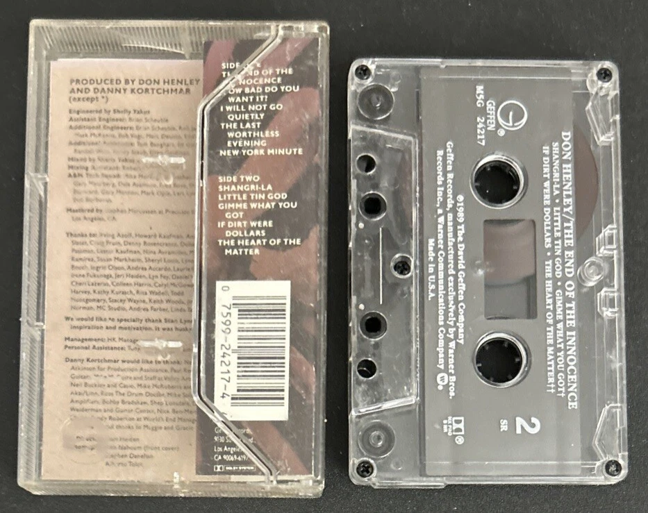 Don Henley The End Of The Innocence Cassette Tape (Geffen Records, 1989, Used) Foto 2 de 4
