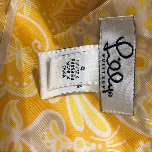 Lilly Pulitzer White Label Silk Emslie Wrap Top in Gold Lion Print 4 EUC - Picture 5 of 7