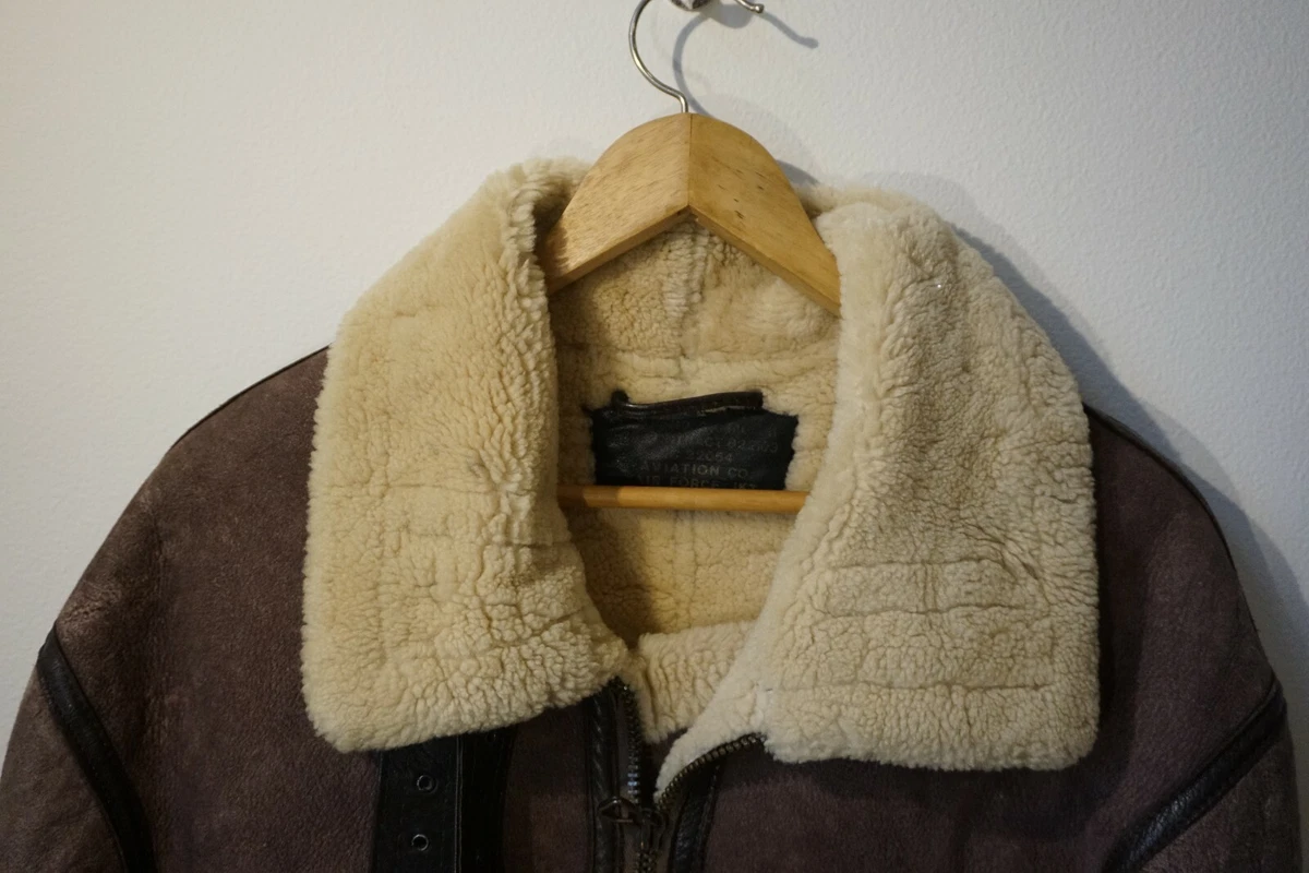 VINTAGE B-3 US Air Force Shearling Sheepskin Leather Aviation Jacket Coat Pilot