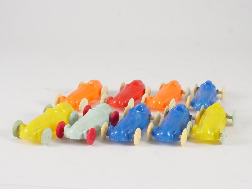 Lot Of 9 Toy Racing Cars Plastic 7.5 Cm 1950s