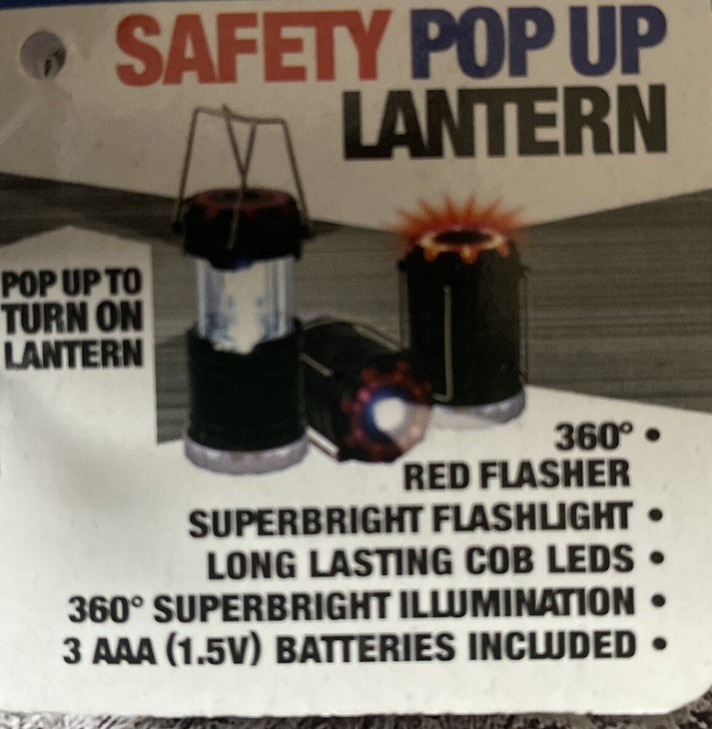 Safety Pop Up Lantern Small 4.5 Inches Tall 3.75  Inches Wide