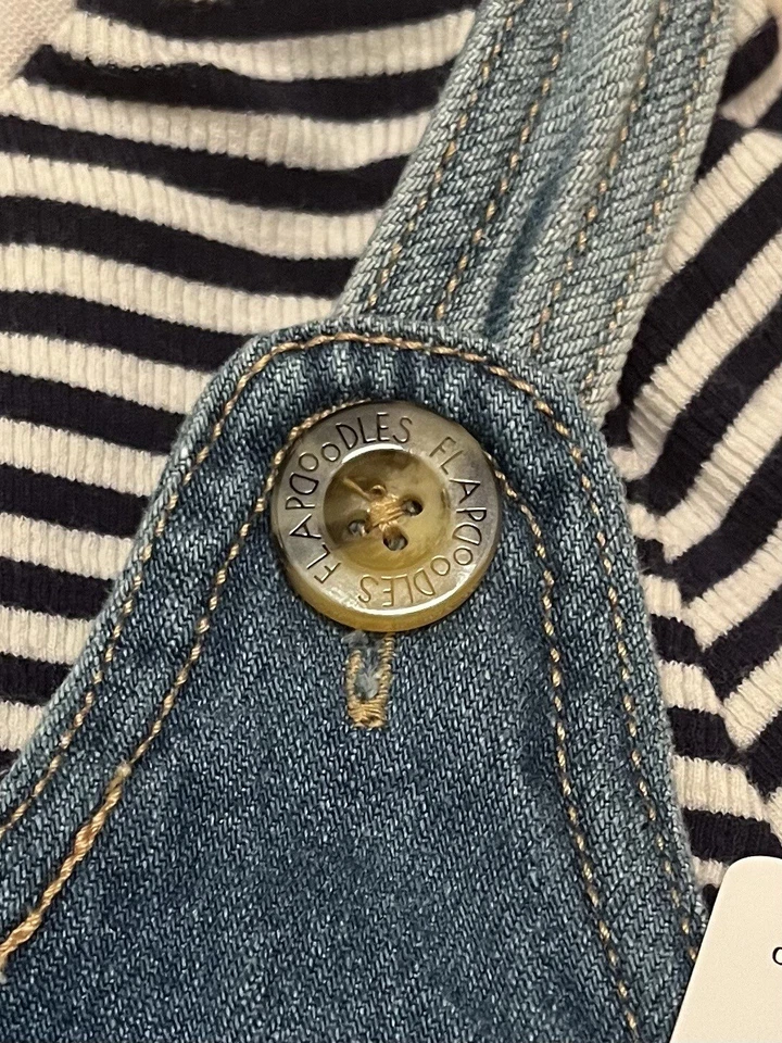 Conjunto Flapdoodles Niñas Talla 6 Camisa Lindo Denim Mono Vestido Otoño Primavera 2 PIEZAS NUEVO CON ETIQUETAS Foto 4 de 4