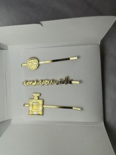CHANEL Beaute 3 Piece Gold Hair Pin Set NIB